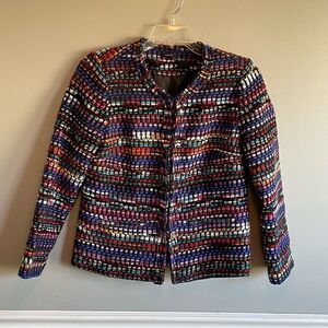 Women’s Floryday Blazer suit jacket size Large L rainbow yarn